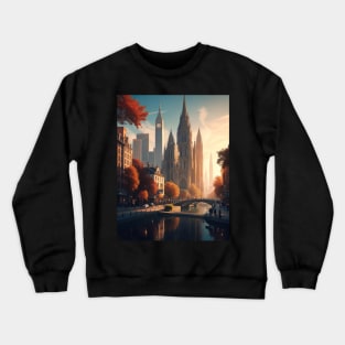 Autumn Vibes: Cityscape Painted in Fall's Finest Colors Crewneck Sweatshirt